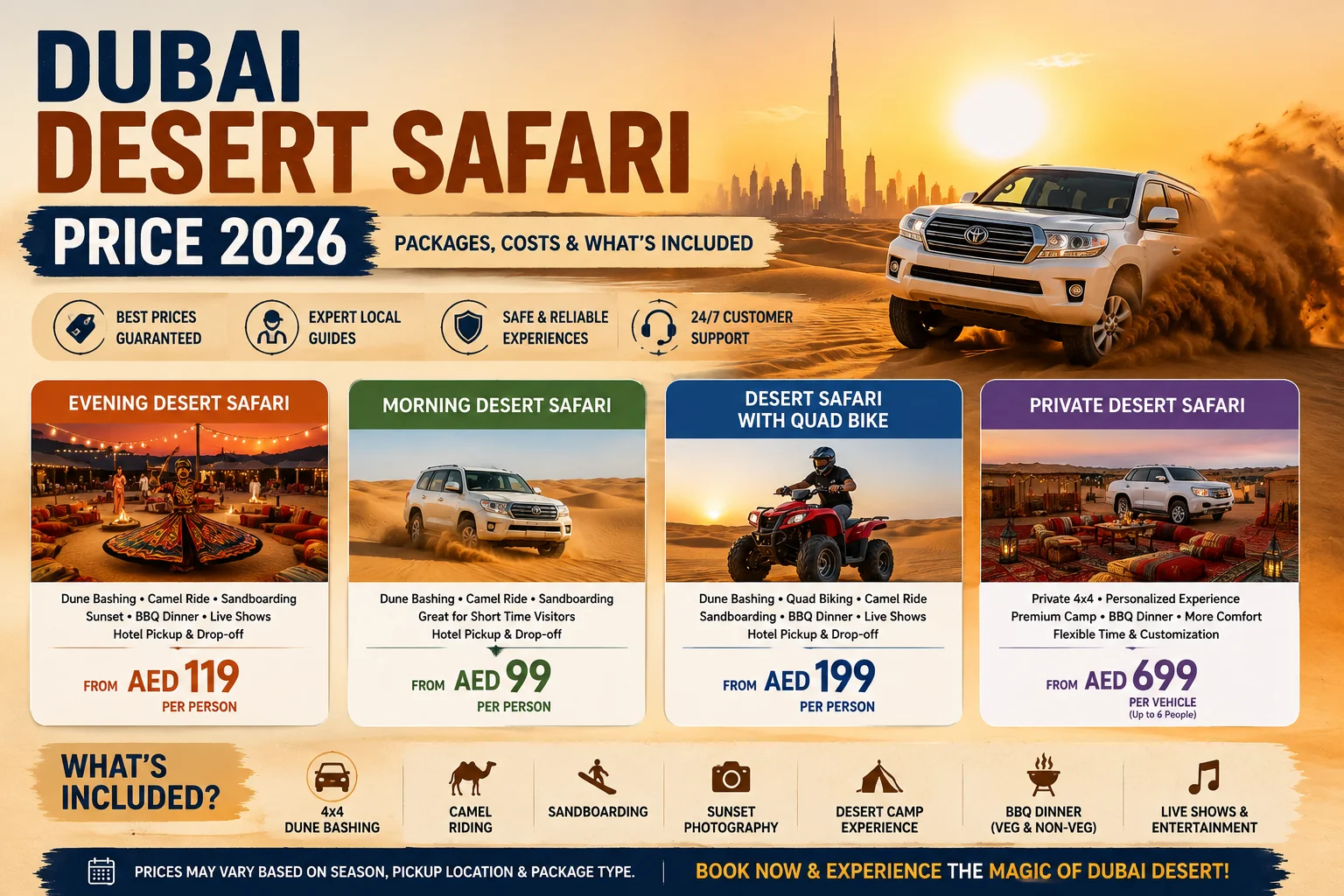 Dubai desert safari price 2026 packages and tours