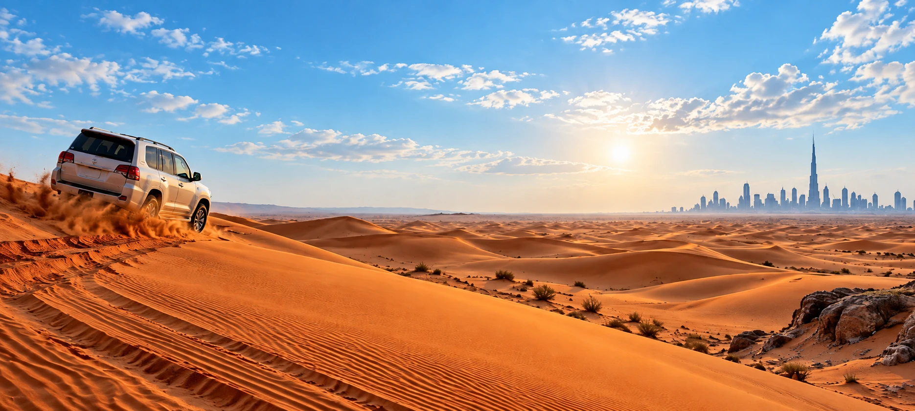 Evening Desert Safari Dubai in the desert dunes
